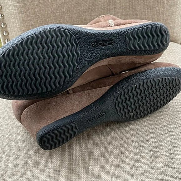 GEOX Women Boots Wedge Shoes Tan Suede Leather Upper W/ Fur Inside Size 39 8.5US - Picture 8 of 11